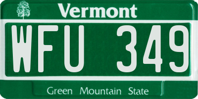 VT license plate WFU349