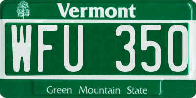 VT license plate WFU350