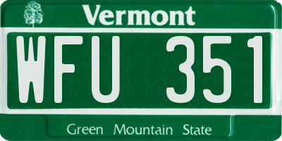 VT license plate WFU351