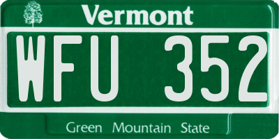 VT license plate WFU352