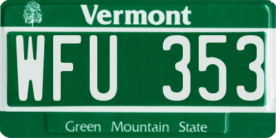 VT license plate WFU353