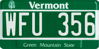 VT license plate WFU356