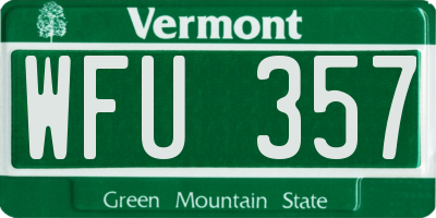 VT license plate WFU357