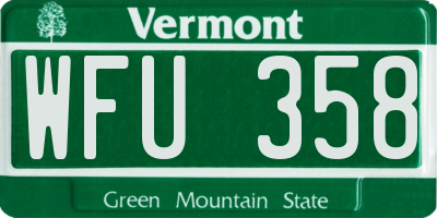 VT license plate WFU358