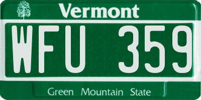 VT license plate WFU359