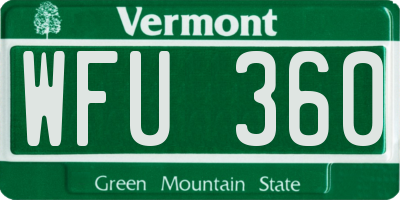 VT license plate WFU360