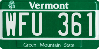 VT license plate WFU361