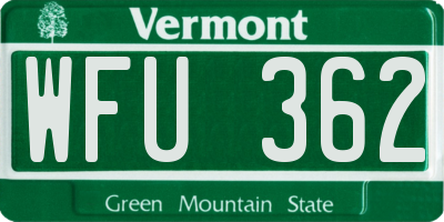VT license plate WFU362