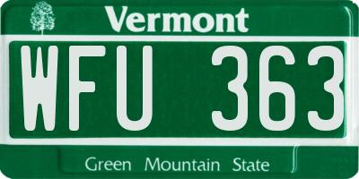 VT license plate WFU363