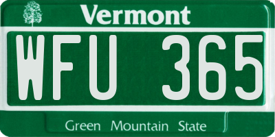 VT license plate WFU365