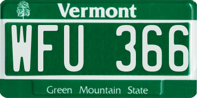 VT license plate WFU366
