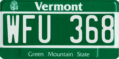 VT license plate WFU368