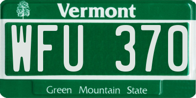 VT license plate WFU370