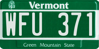 VT license plate WFU371
