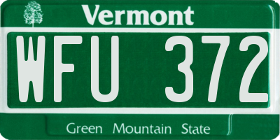 VT license plate WFU372