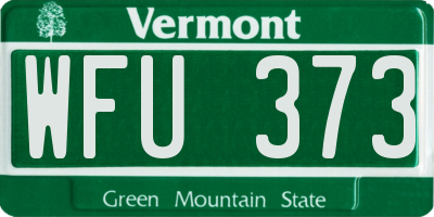 VT license plate WFU373