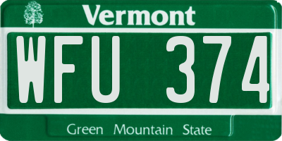 VT license plate WFU374