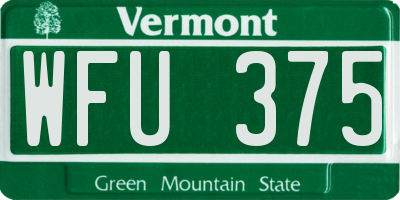 VT license plate WFU375