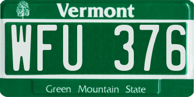 VT license plate WFU376