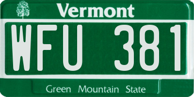 VT license plate WFU381