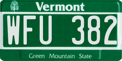 VT license plate WFU382