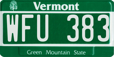 VT license plate WFU383