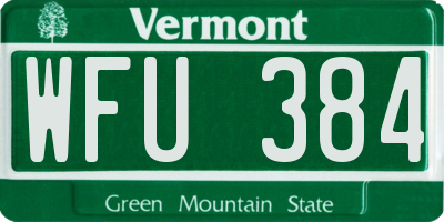 VT license plate WFU384