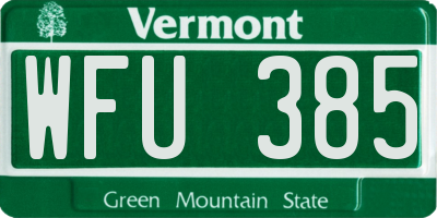 VT license plate WFU385