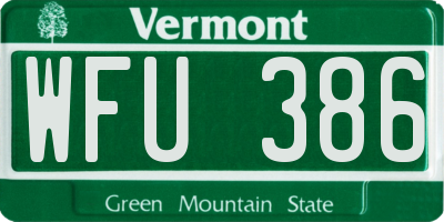 VT license plate WFU386