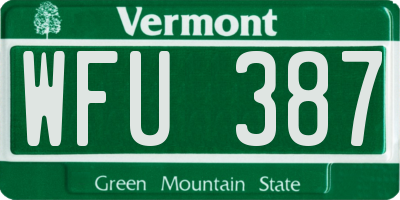VT license plate WFU387