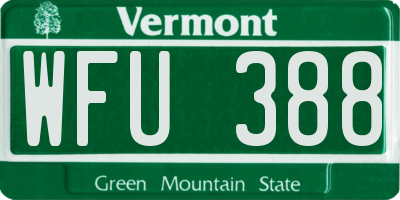 VT license plate WFU388