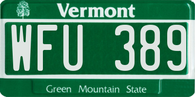 VT license plate WFU389