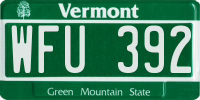 VT license plate WFU392