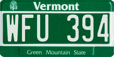 VT license plate WFU394