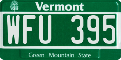 VT license plate WFU395