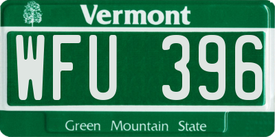 VT license plate WFU396