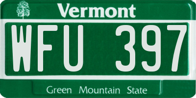 VT license plate WFU397