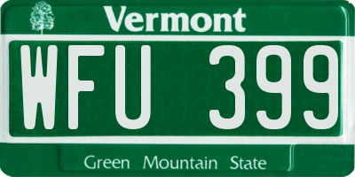VT license plate WFU399