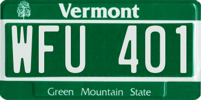 VT license plate WFU401