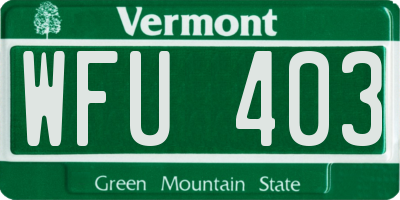 VT license plate WFU403