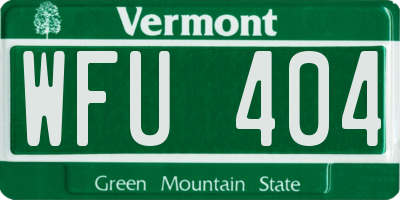 VT license plate WFU404