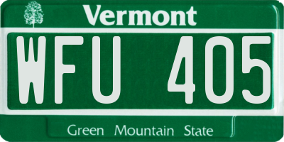 VT license plate WFU405