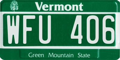 VT license plate WFU406