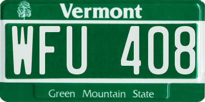VT license plate WFU408
