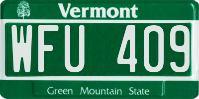 VT license plate WFU409