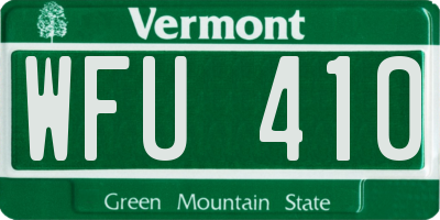 VT license plate WFU410