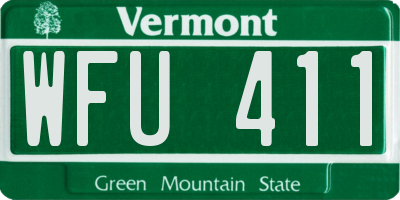 VT license plate WFU411