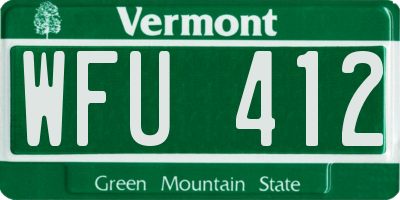 VT license plate WFU412