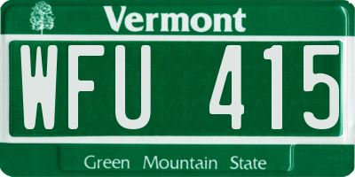 VT license plate WFU415