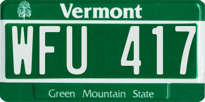 VT license plate WFU417